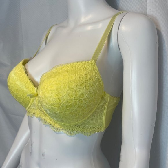 Sweet Thang Lace Push Up Bra - Yellow Size 36C RefFNB3 - Picture 6 of 7